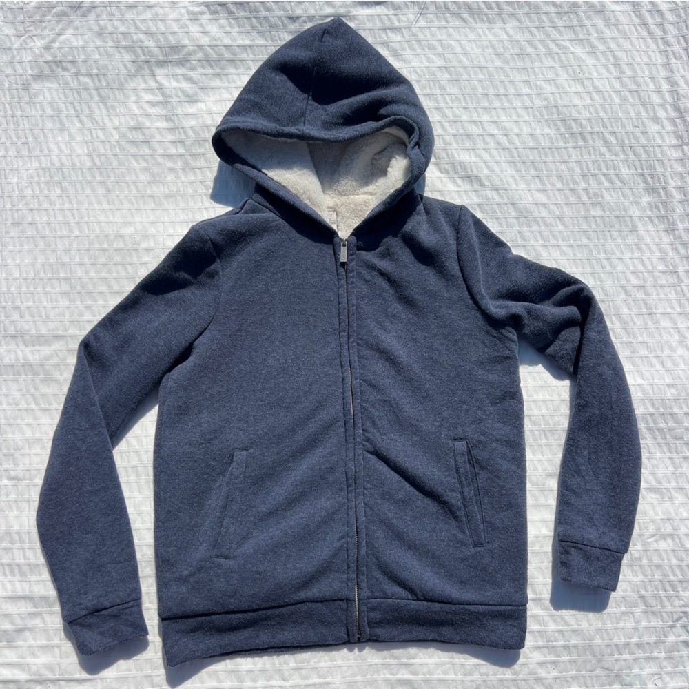 Fat Face Super Soft Fleece Lined Zip Up Hoodie in Navy Blue, XS